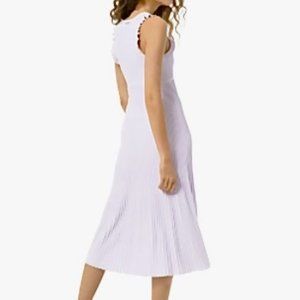 Michael Michael Kors Lilac Ribbed Stretch Viscose Ruffle-Trim Dress, Size XS